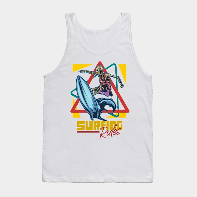 Surfing Rules skull surfer vintage retro Tank Top by SpaceWiz95